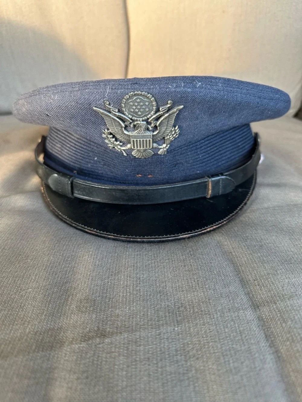 VTG 1950s United States Air Force Officer Dress Cap Hat Visor Sz 6 7/8 Blue Wool